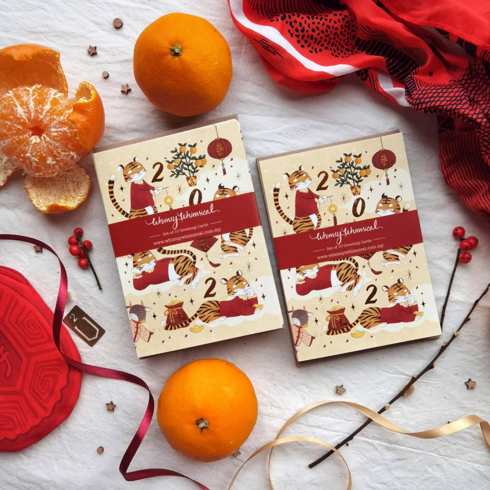 Special Edition CNY Card - Dragon Year 2024 - Set of 10 Copper Foil Greeting Card