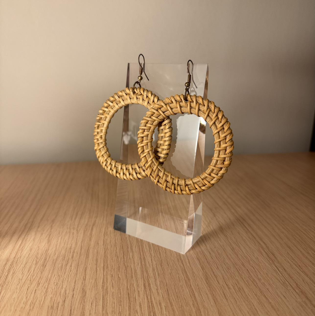 Rattan Woven Pendant Earrings