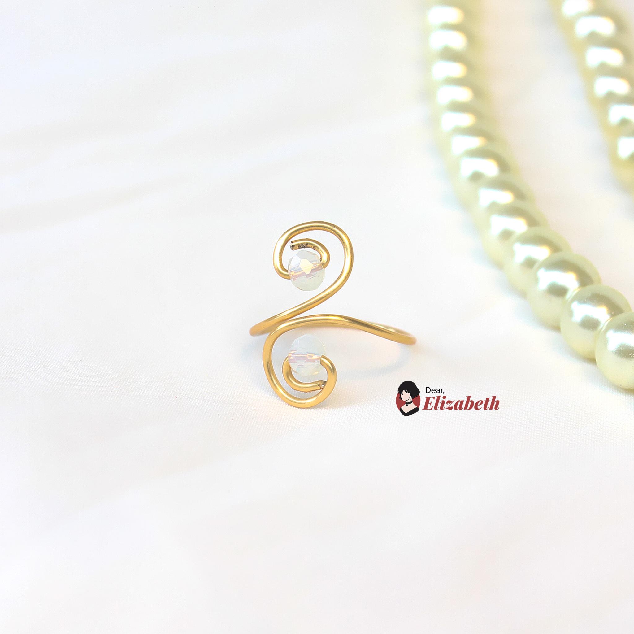 Swirl Double Crystal Wrap Ring