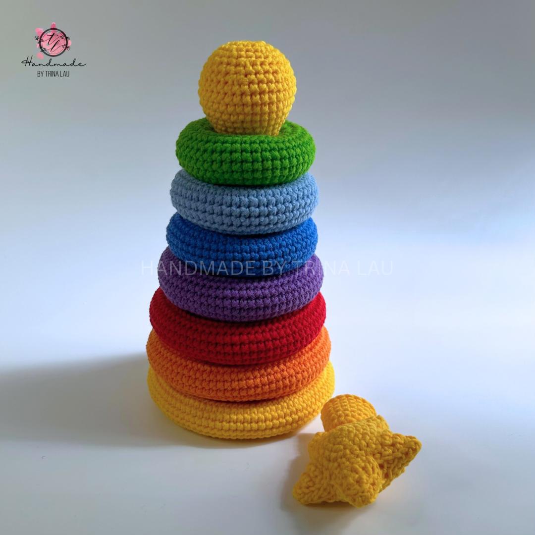 Crochet Rainbow Stacking Tower