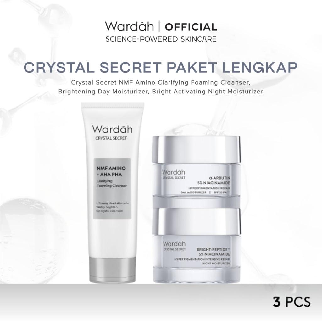 [EXCLUSIVE EKA MULYANI] WARDAH Paket Crystal Secret Lengkap - Crystal Secret NMF Amino + AHA PHA Clarifying Foaming Cleanser, C…