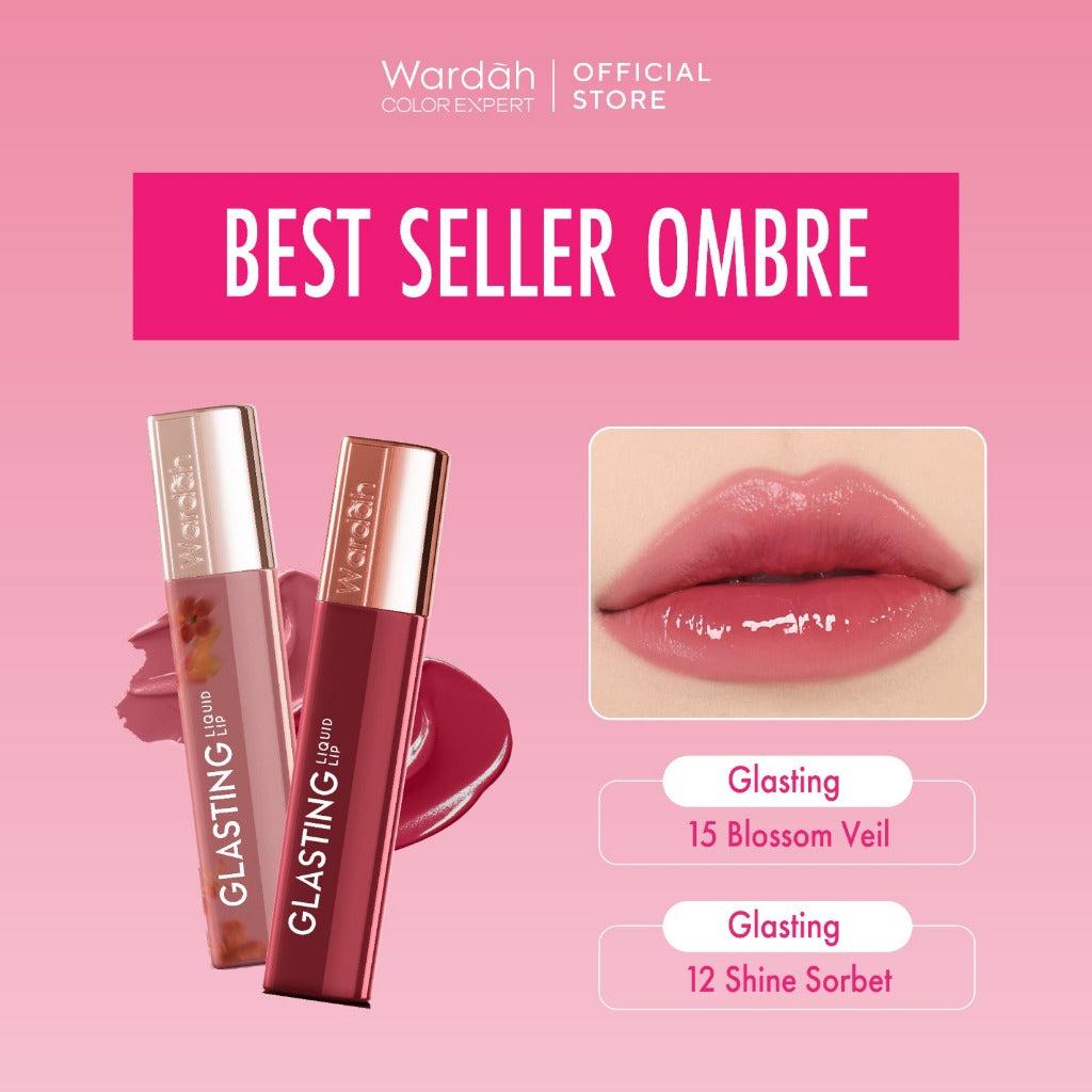 [OMBRE COVER BIBIR GELAP] WARDAH Ombre Glasting Liquid Lip + Matte Lip Cream -Lip-Stain-Lipgloss-Lipstik-Lip Matte-Lipcream-Lip