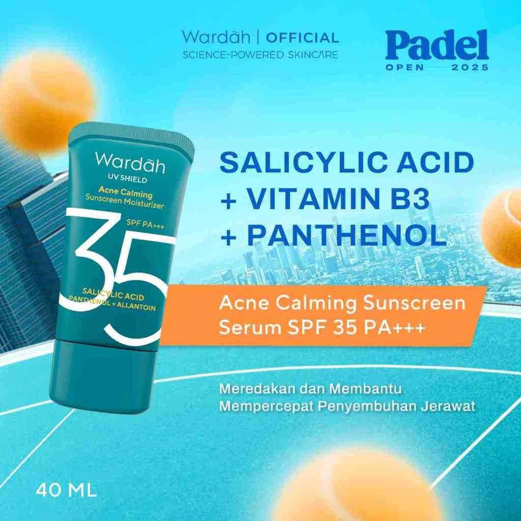 WARDAH UV Shield Acne Calming Sunscreen Moisturizer SPF 35 PA untuk komedo jerawat dan bekas jerawat kulit berminyak tekstur ge…