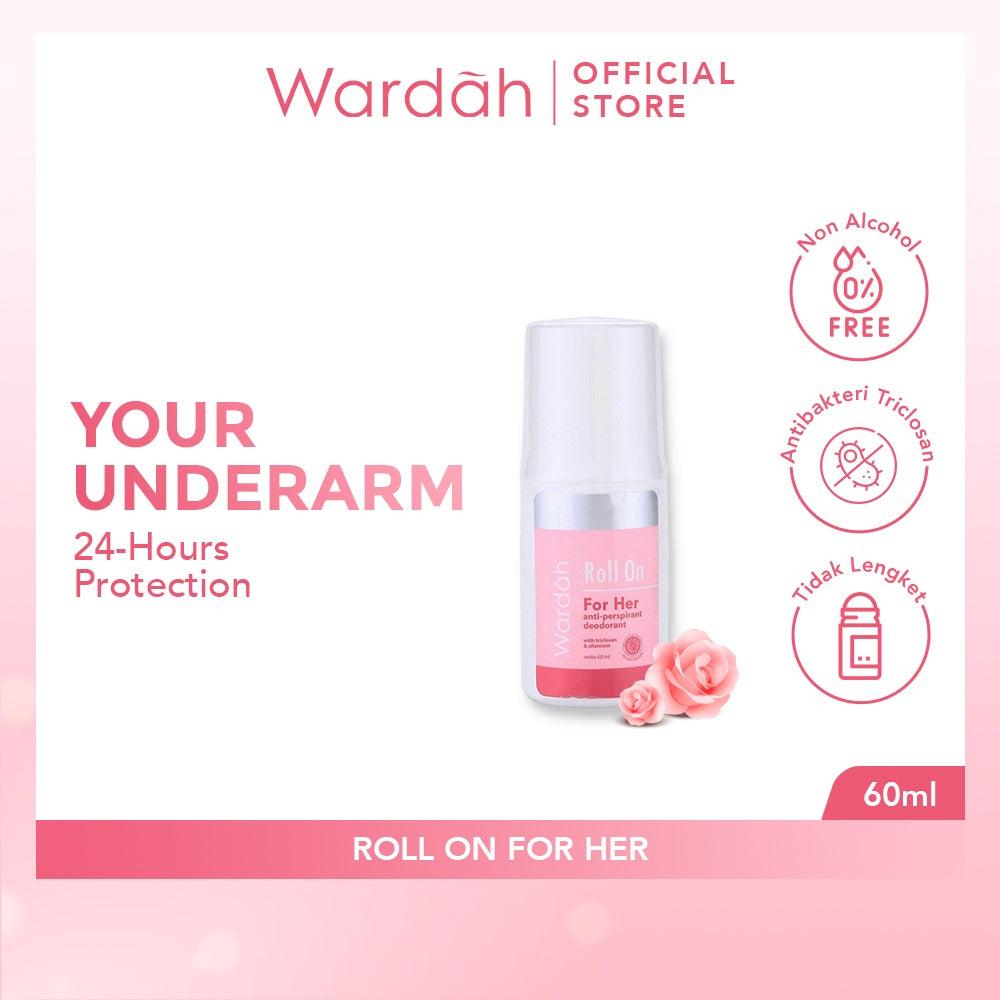 Wardah Roll On For Her 60 ml - Deodoran Halal Non Alkohol yang Mampu Mencegah Bau Badan Seharian - Nyaman di Kulit, Tidak Lengk…