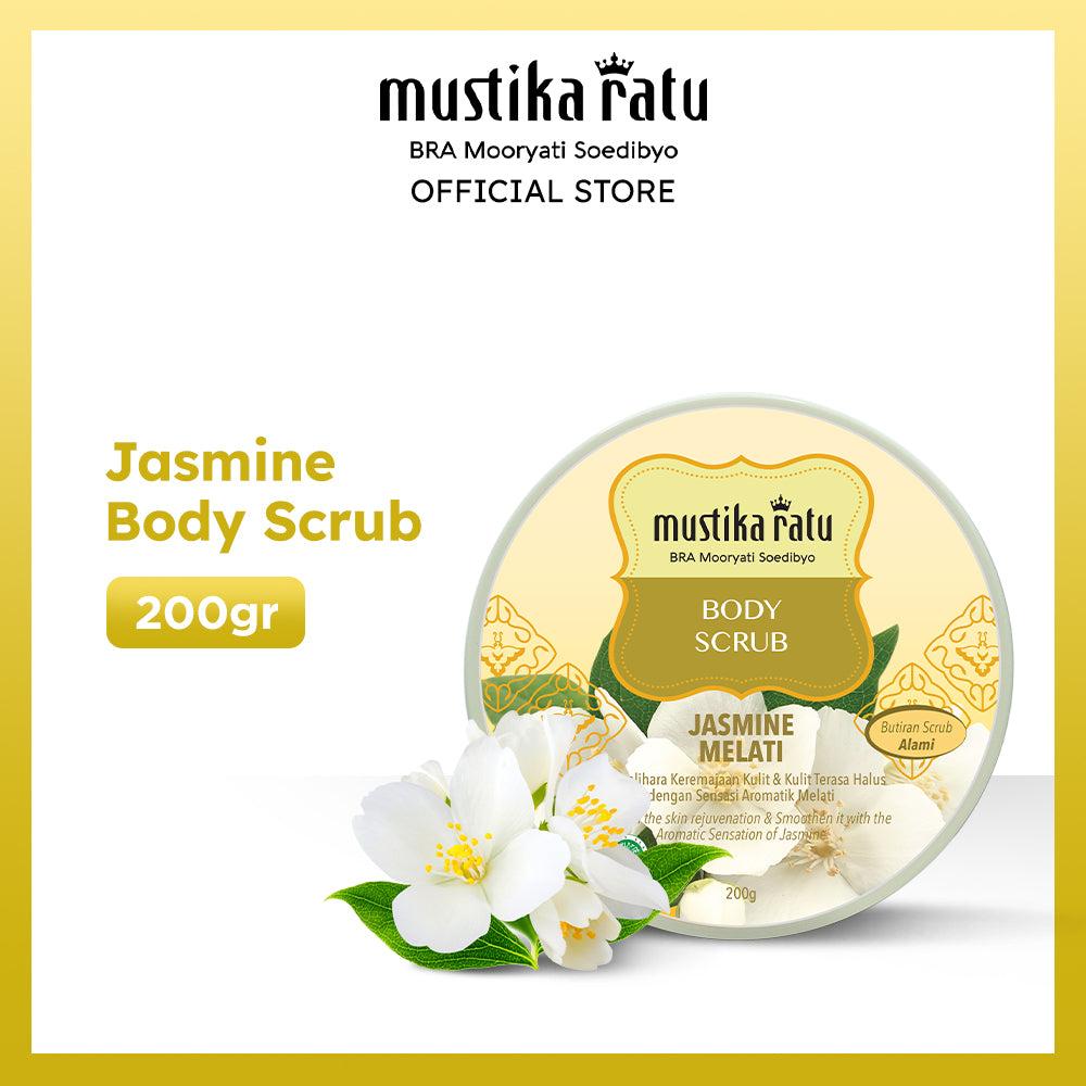 Mustika Ratu Body Scrub Jasmine 200gr mengangkat sel kulit mati dengan aroma melati