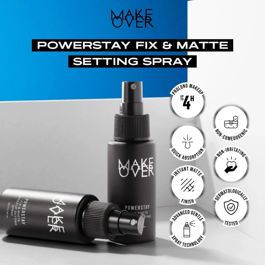 Setting Spray MAKE OVER Powerstay Fix & Matte Setting Spray ORIGINAL Finishing Spray Makeup tahan lebih lama tidak luntur nyama…