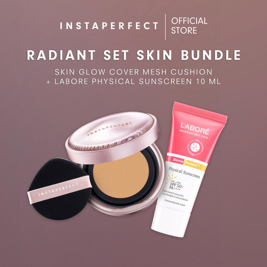 [RADIANT SET SKIN BUNDLE] Instaperfect Skin Glow Cover Mesh Cushion + Labore Physical Sunscreen SPF 50 PA++++ Travel Size 10ml…
