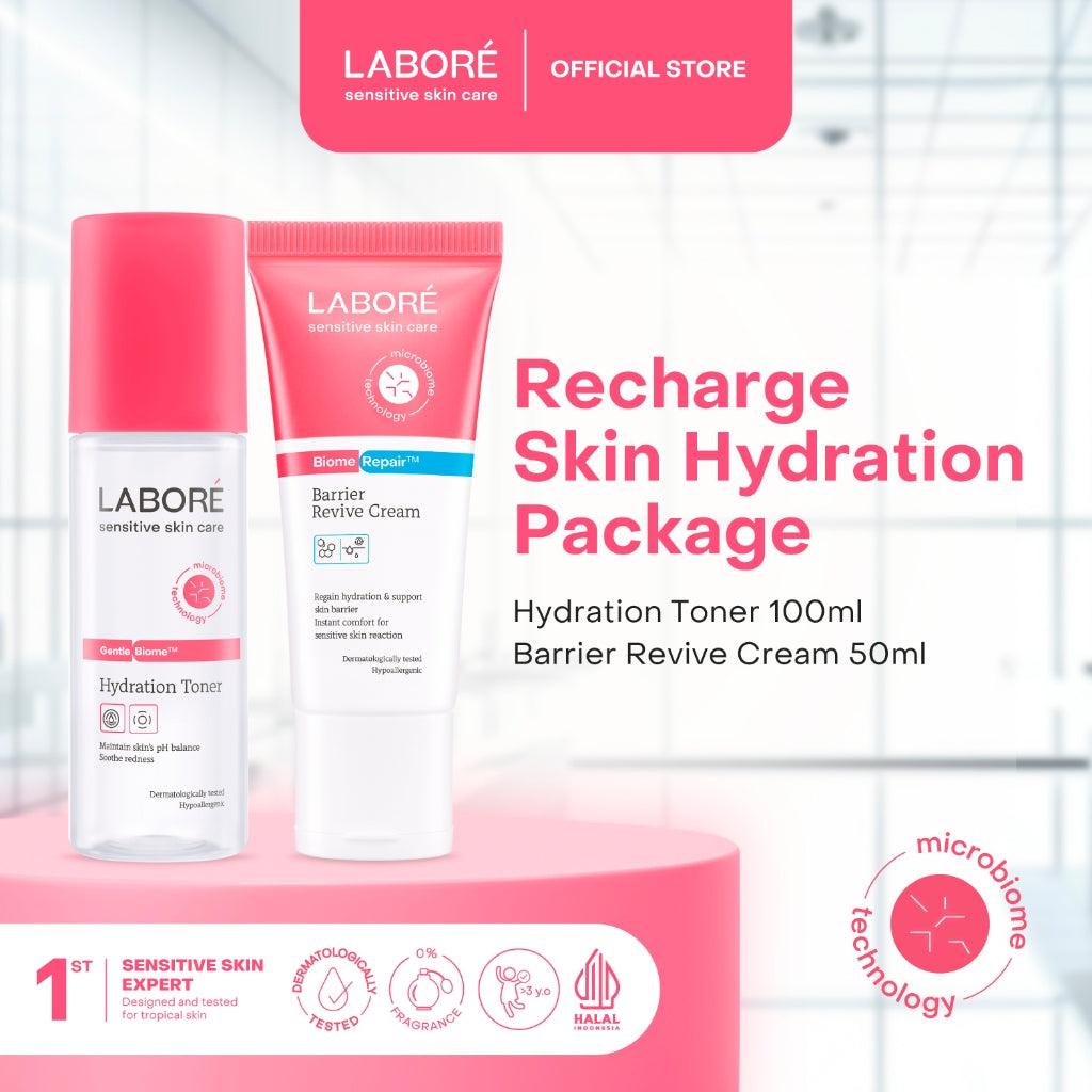 Labore Recharge Skin Hydration Package (Hydrating Toner 100ml, Barrier Revive Cream 50ml) - Paket Melembabkan Wajah untuk Kulit