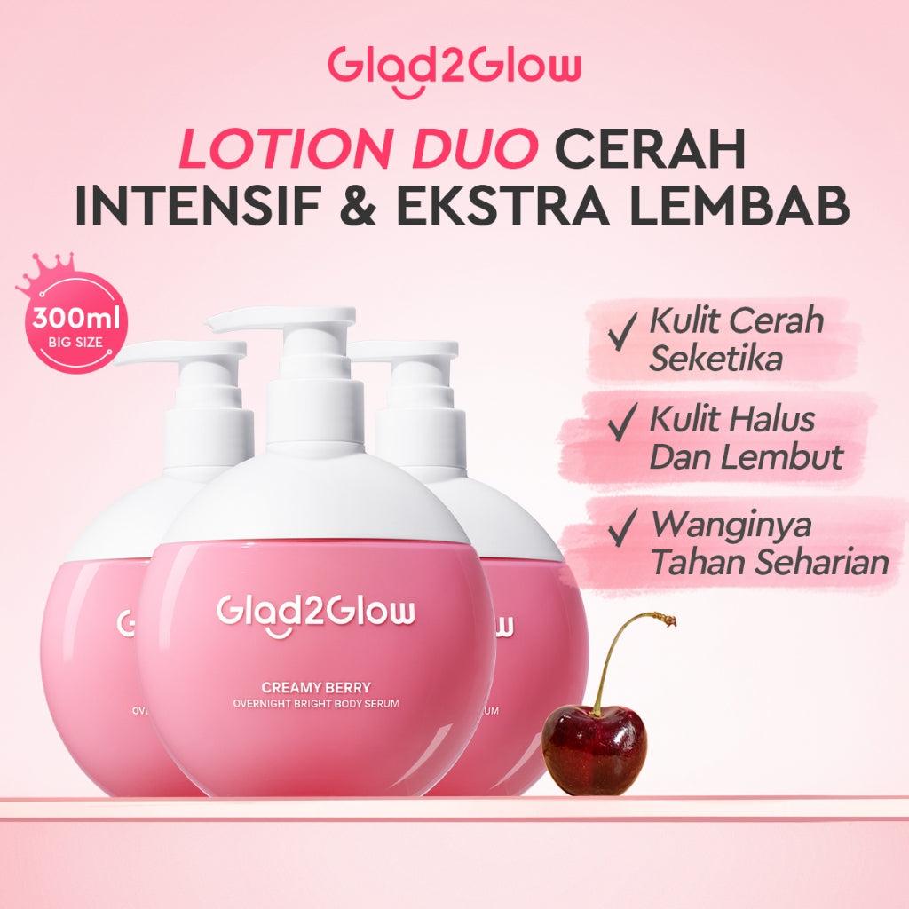 Glad2Glow Creamy Berry Overnight Bright Body Serum 300ml body lotion handbody aha whitening body serum body serum lotion handbo…