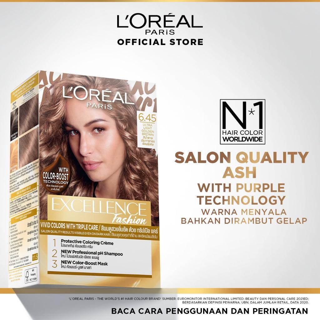 L'Oreal Paris Excellence Fashion Ultra Light Advance Ultra Care Hair Color 6.45 Ultra Light Golden Brown - Cat Rambut Pewarna R…