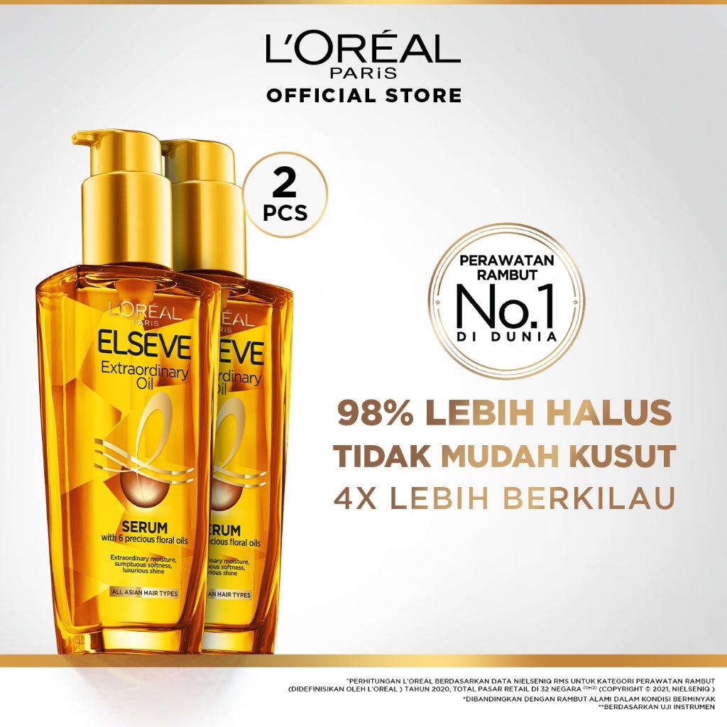 [PAKET HEMAT ISI 2] L'Oreal Paris Elseve Extraordinary Oil Gold Hair Treatment Serum 100mlx2Pcs - Rambut Halus Berkilau dalam S…