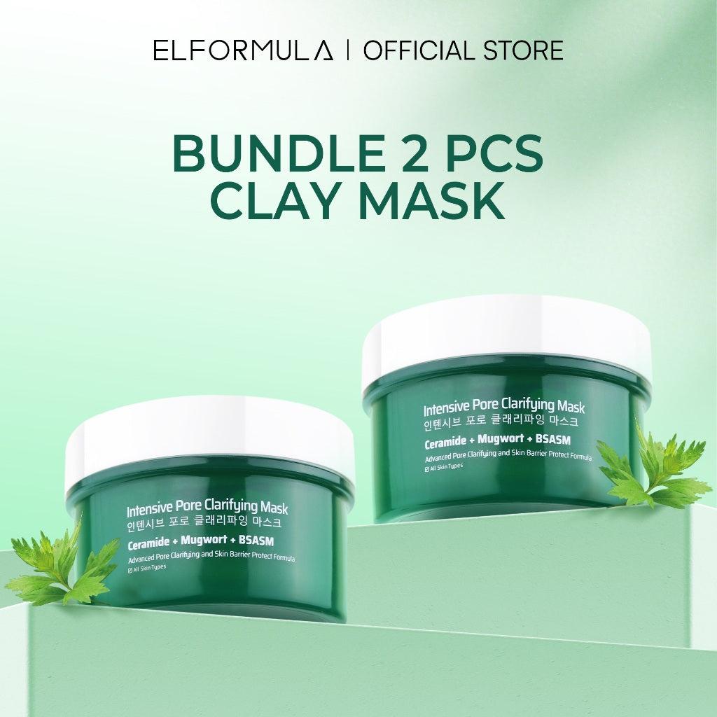 ELFORMULA Bundle 2pcs Intensive Pore Clarifying Mugwort Mask - Clay Mask Mud Mask Acne Pembersih Pori-pori Pores Eksfoliasi Was…