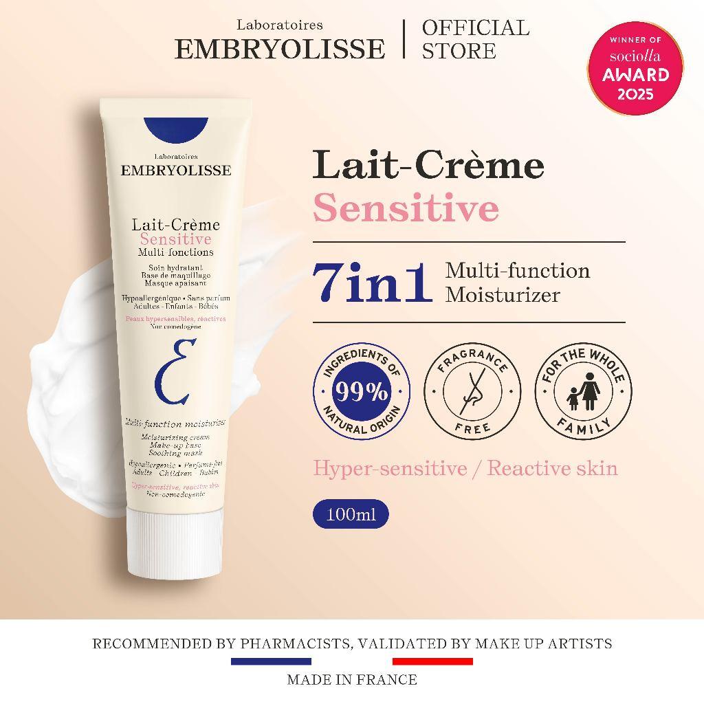 Embryolisse Lait-Creme Sensitive 100ml 7 IN 1 Pelembab Moisturizer Wajah Makeup Cleanser Remover Makeup Base Primer Masker Waja…