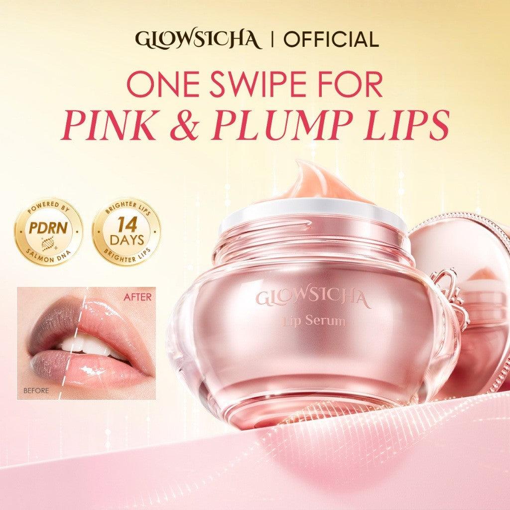 Glowsicha - Pink Plump Treatment Lip Serum Pelembab Bibir Serum Bibir Pink Berkilau alami Tahan Lama Melembabkan Pencerah Bibir