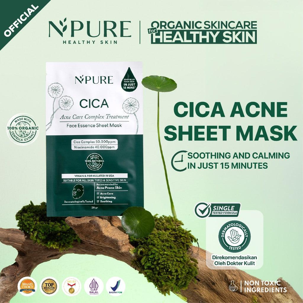 SHEET MASK - NPURE Sheet Mask Cica / Anti Acne Sheet Mask / Masker Wajah Anti Jerawat