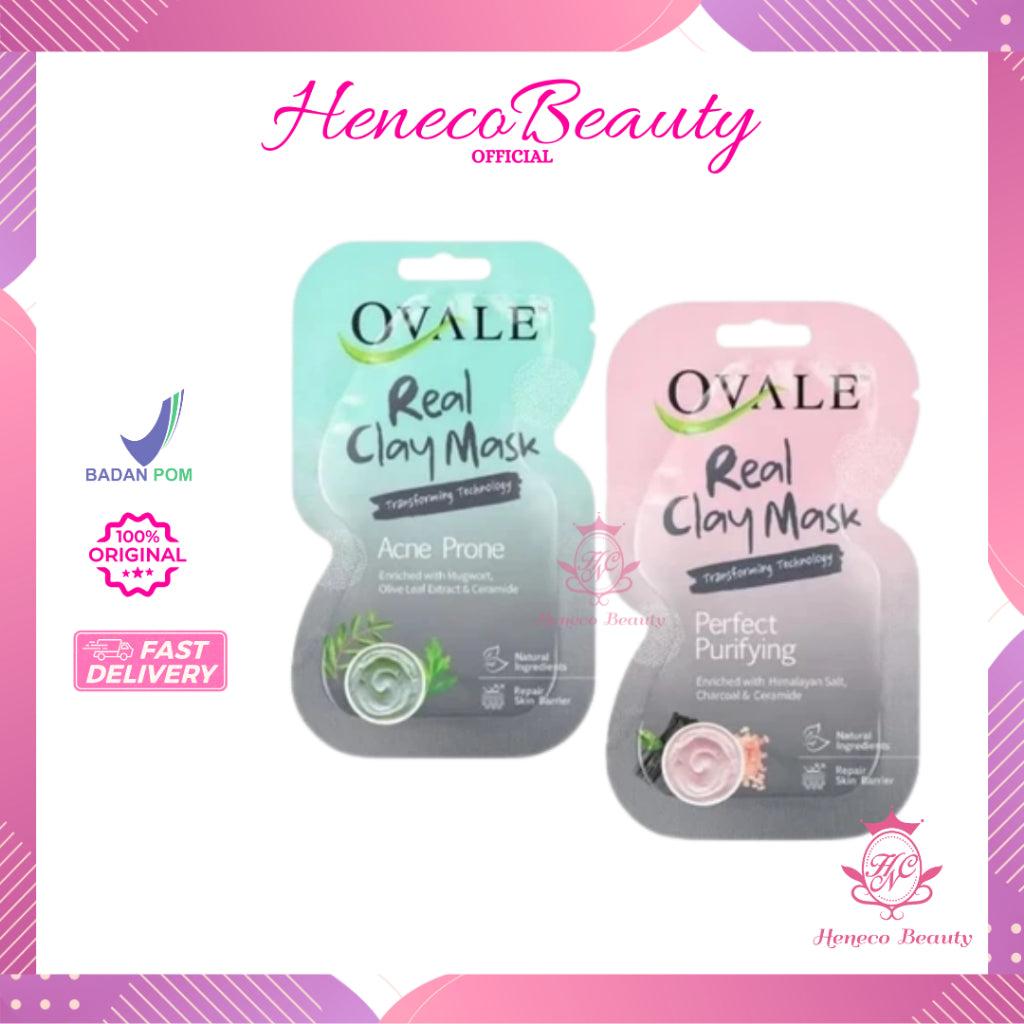 OVALE Real Clay Mask Sachet 10gr / Perfect Purifying Acne Prone / Masker Wajah Berubah Warna/HenecoBeauty