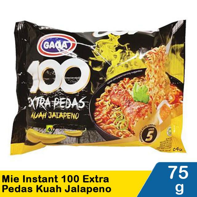 GAGA MIE INSTANT 100 EXTRA PEDAS KUAH JALAPENO 75g