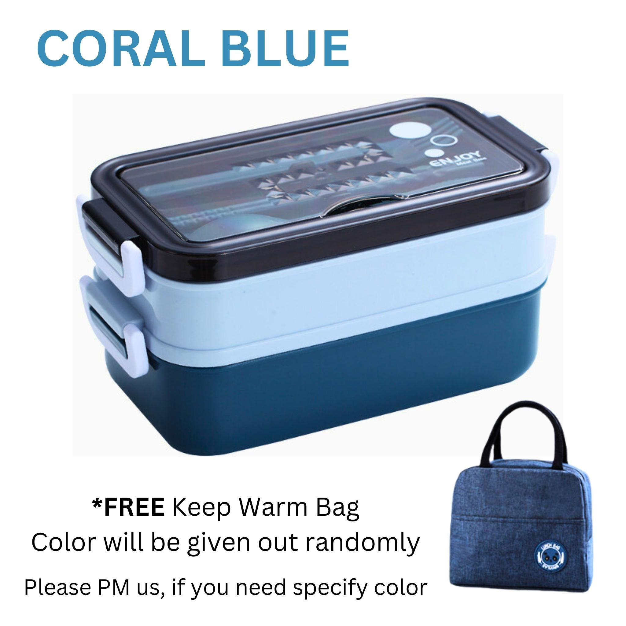 304 Stainless Steel Lunch Box Bekas Makanan Tahan Panas 1.5L Double Layer Bento Set and Bag BPA Free