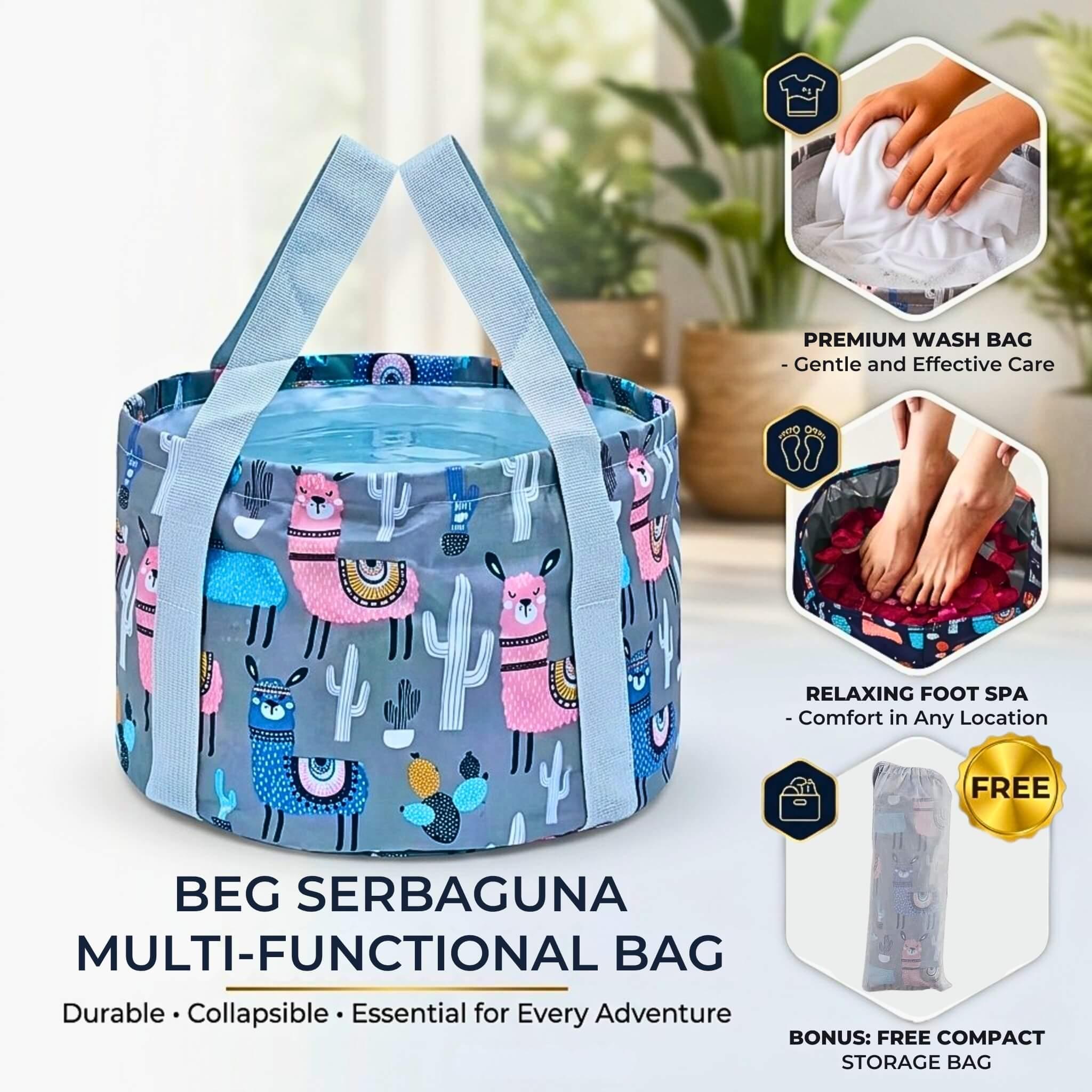 Beg Lipat Serbaguna Kalis Air Foldable Foot Spa Bucket Portable Wash Cloth Basin Travel Umrah Haji