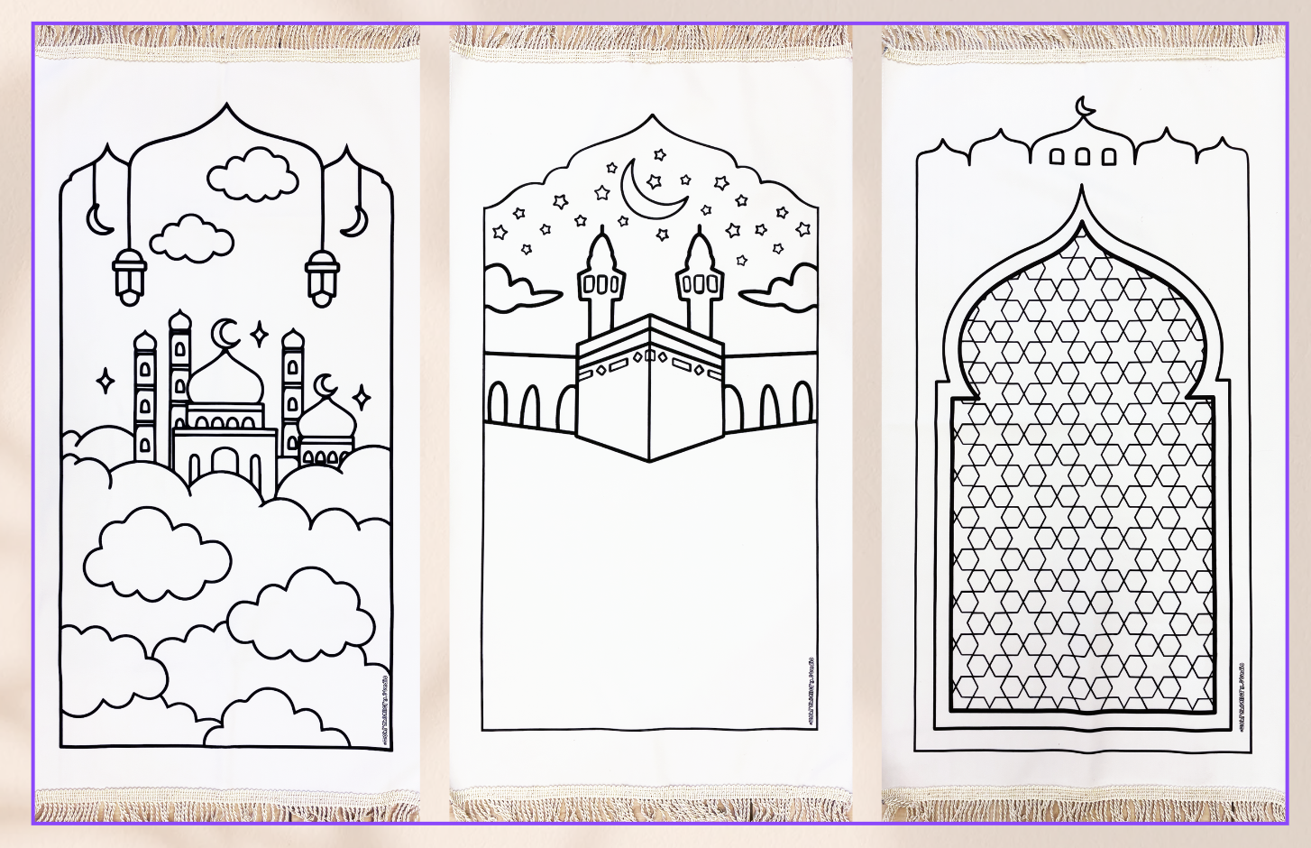 BUNDLE SET: Sajada Colouring Mat (Any 3 designs with 3 markers set)