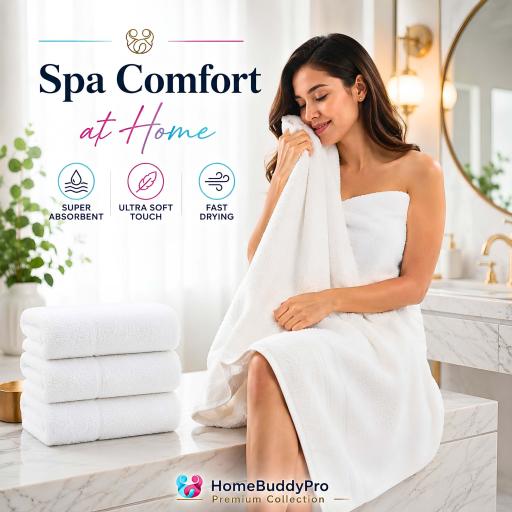 100% Cotton Extra Large Bath Towel, Hotel-Style Soft Absorbent Tuala Mandi - image 4