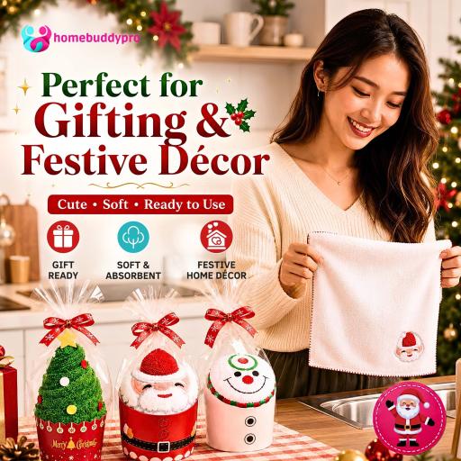 Christmas Theme Cotton Towels Santa Claus Christmas Tree Snowman Xmas Gifts Face Towel Hand Towel - image 5