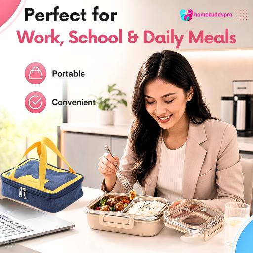 HomeBuddyPro 304 Stainless Steel Lunch Box 2/3/4 Compartments Anti-Leak Bento Box Set Bekas Makanan - image 6