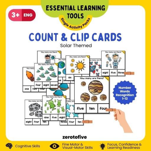 Solar Themed Count and Clip Cards - image 1