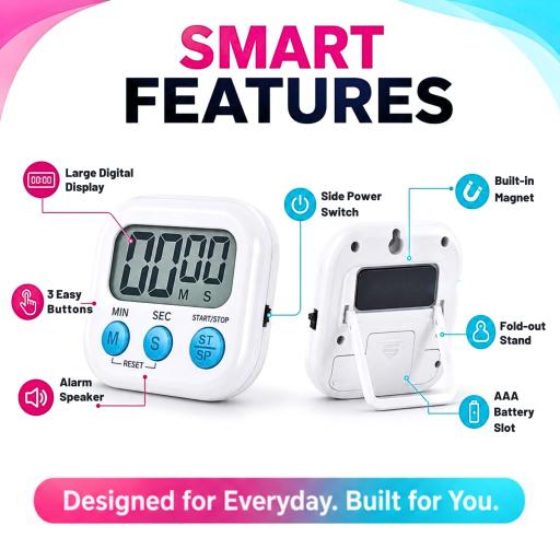 Magnetic LCD Digital Timer Alarm Clock Baking Cooking Medicine Countdown Jam Randik Elektronik - image 2
