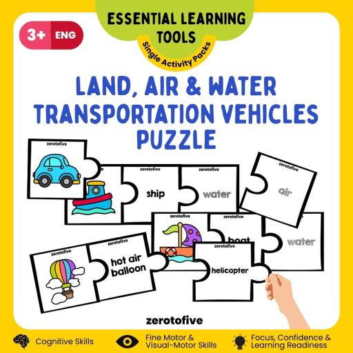 Land, Air and Water Transportation Vehicles Puzzle - image 1