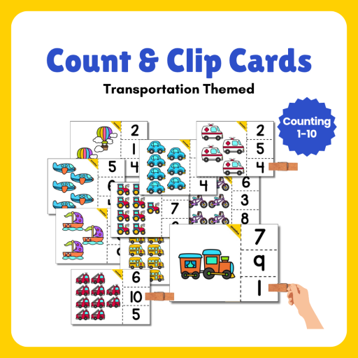 Transportation Themed Count and Clip Cards from 1 to 10 - image 1