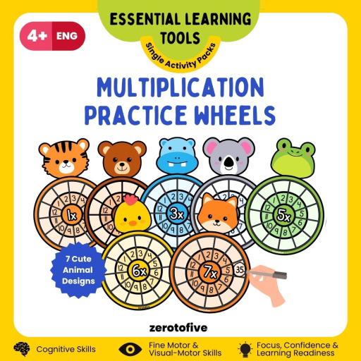 Multiplication Practice Wheels Animal Themed - image 1