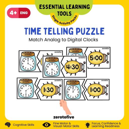 Time Telling Puzzle - Matching Analog to Digital Clocks - image 1