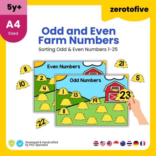 Odd and Even Number Sorting from 1 to 25 Farm Themed - image 1