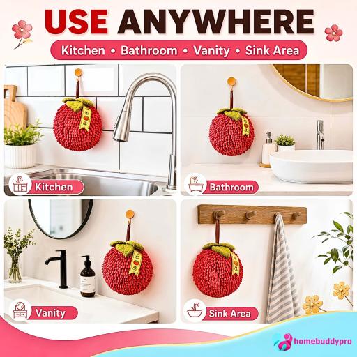 Chinese New Year Hand Towel Quick Dry Strong Water Absorbent Microfiber Towels Free Hook - image 5
