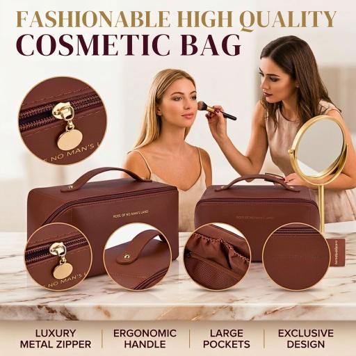 Luxury PU Leather Makeup Bag Travel Toiletries Organizer Beg Kosmetik Kalis Air - image 2