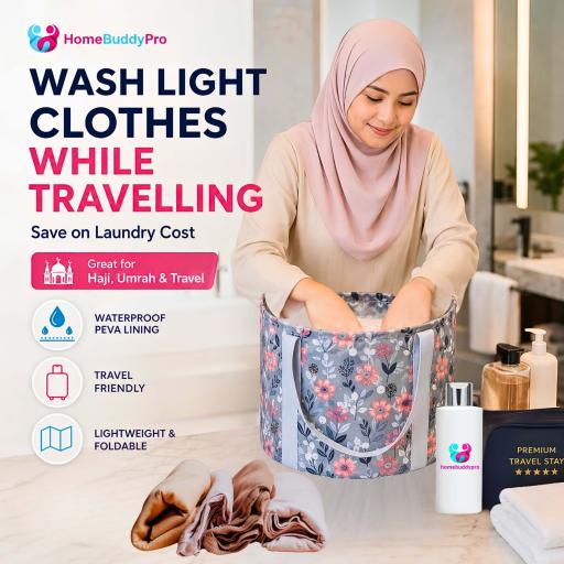 Foldable Waterproof Travel Wash Basin Bag for Foot Soak, Laundry, Haji & Umrah - image 4