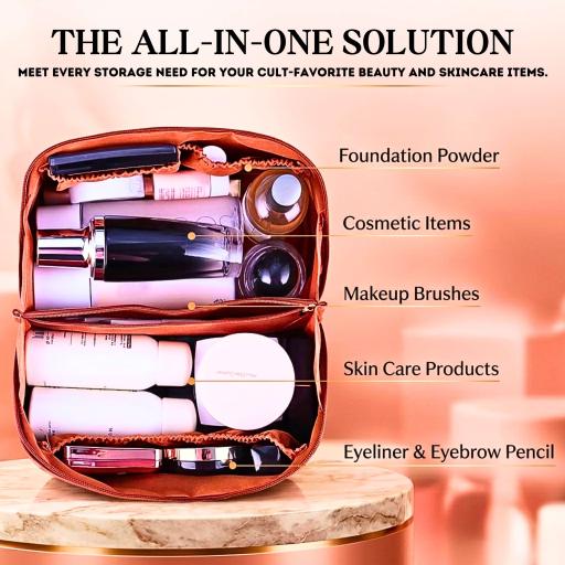 Luxury PU Leather Makeup Bag Travel Toiletries Organizer Beg Kosmetik Kalis Air - image 3