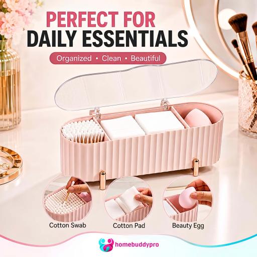 Dustproof Makeup Organizer Box with Transparent Cover, Cosmetic Storage Holder - image 8