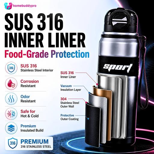 316 Stainless Steel Vacuum Insulated Tumbler 680ml, Leakproof BPA-Free Water Bottle - image 7