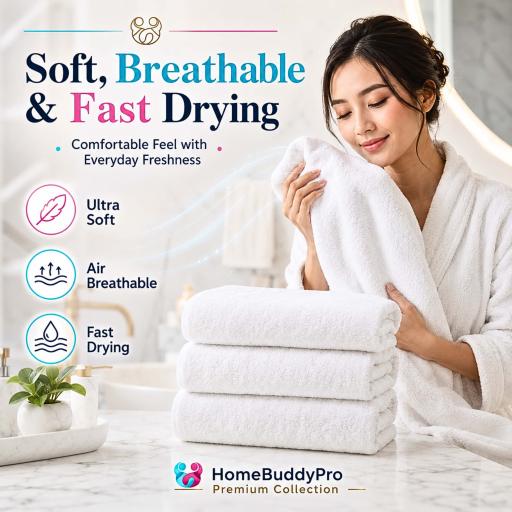 100% Cotton Extra Large Bath Towel, Hotel-Style Soft Absorbent Tuala Mandi - image 6