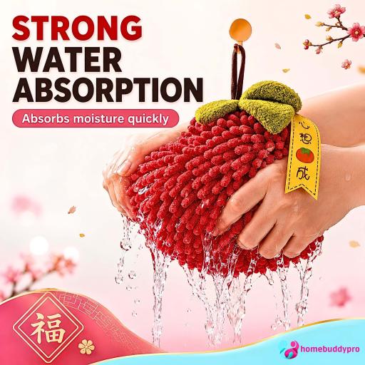 Chinese New Year Hand Towel Quick Dry Strong Water Absorbent Microfiber Towels Free Hook - image 8