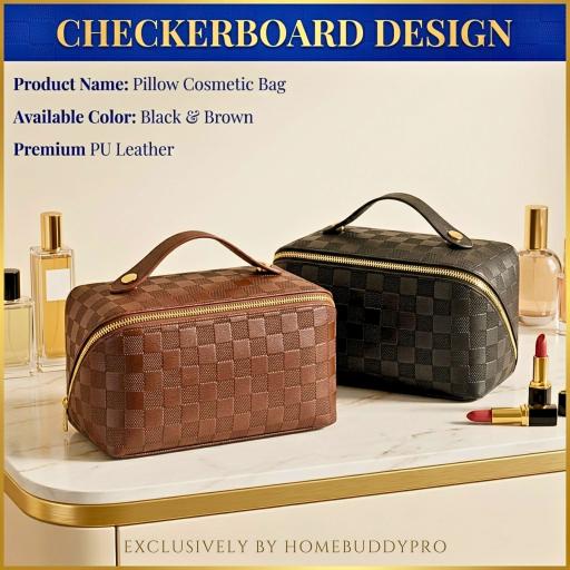 Luxury PU Leather Makeup Bag Travel Toiletries Organizer Beg Kosmetik Kalis Air - image 4