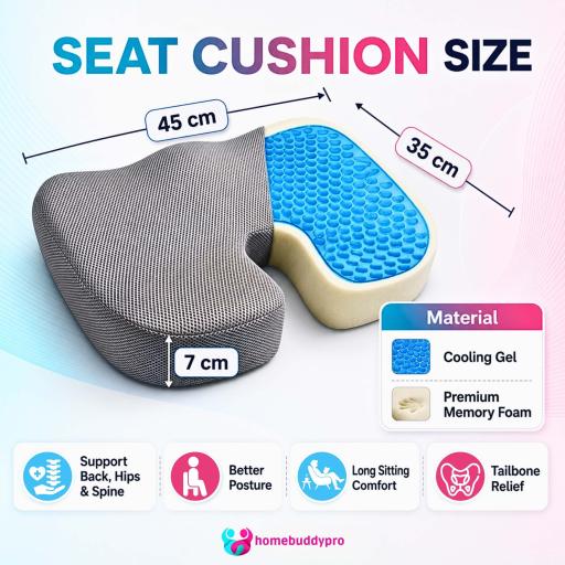 HomeBuddyPro Memory Foam Lumbar Support Cushion for Office Chair & Car, Ergonomic Back Cushion - image 7