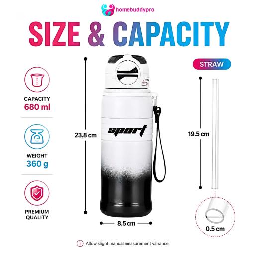 316 Stainless Steel Vacuum Insulated Tumbler 680ml, Leakproof BPA-Free Water Bottle - image 6