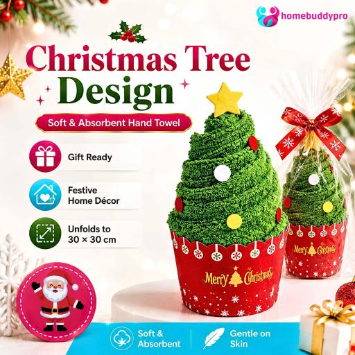 Christmas Theme Cotton Towels Santa Claus Christmas Tree Snowman Xmas Gifts Face Towel Hand Towel - image 3