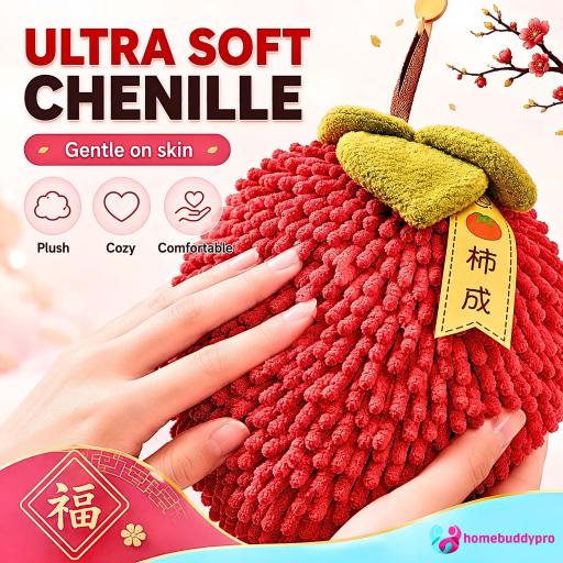 Chinese New Year Hand Towel Quick Dry Strong Water Absorbent Microfiber Towels Free Hook - image 3