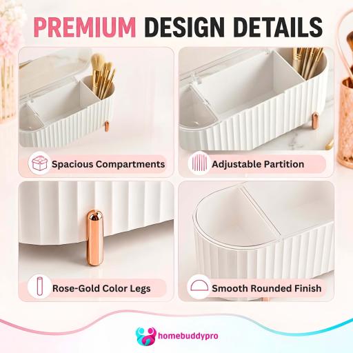 Dustproof Makeup Organizer Box with Transparent Cover, Cosmetic Storage Holder - image 6