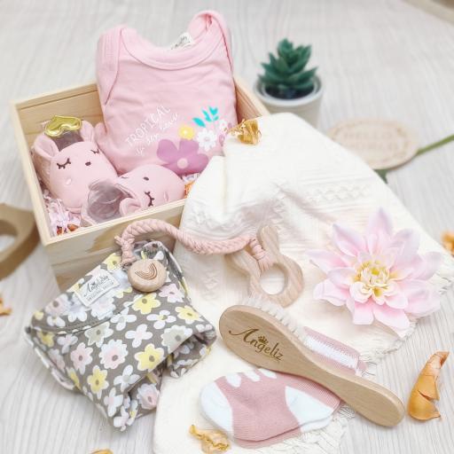 Angeliz Lovely Beginner Wooden Baby Hamper Gift Box Pink 10pcs - image 2
