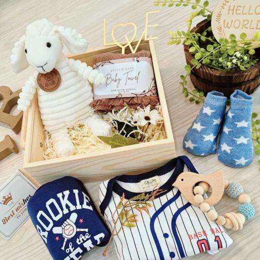 Angeliz Lovely Sheep Wooden Baby Hamper Gift Box Blue 8pcs - image 2